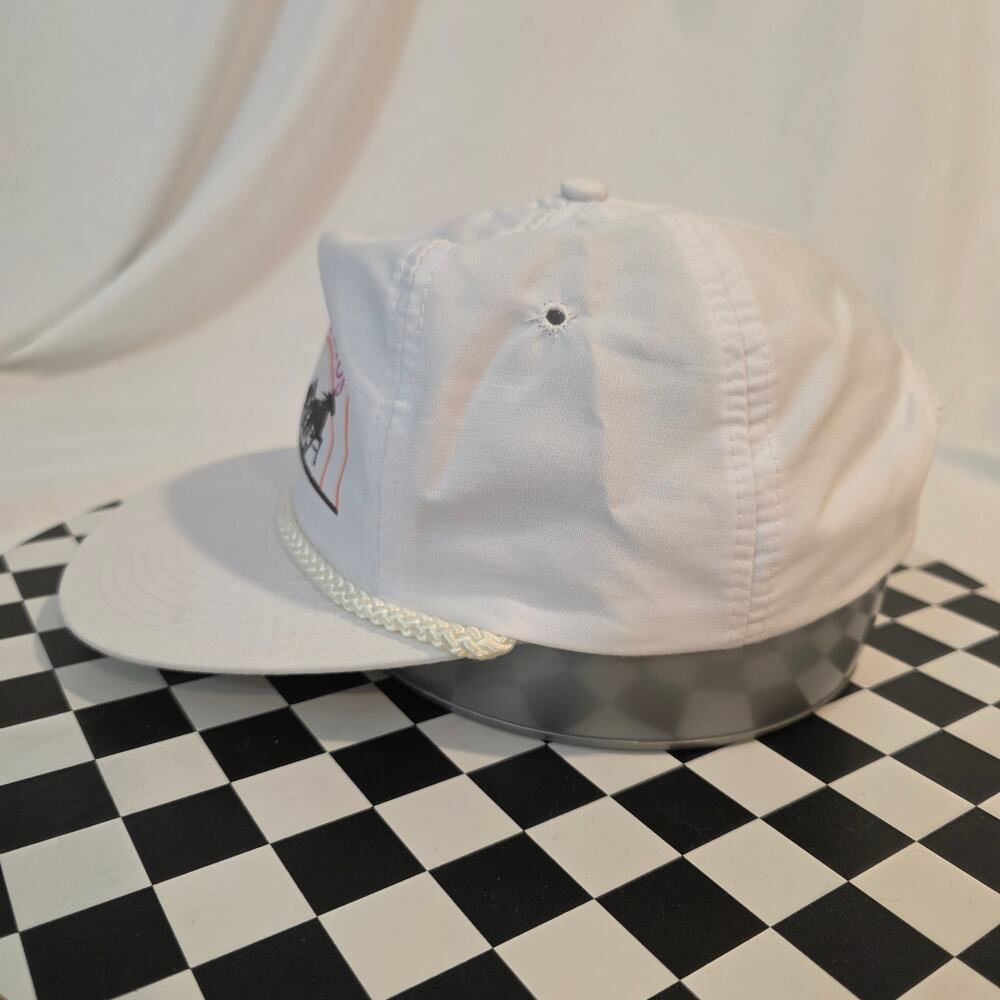 Vintage 90s Los Alamitos Race Course Horse Racing White Rope Strapback Hat - Picture 2 of 6